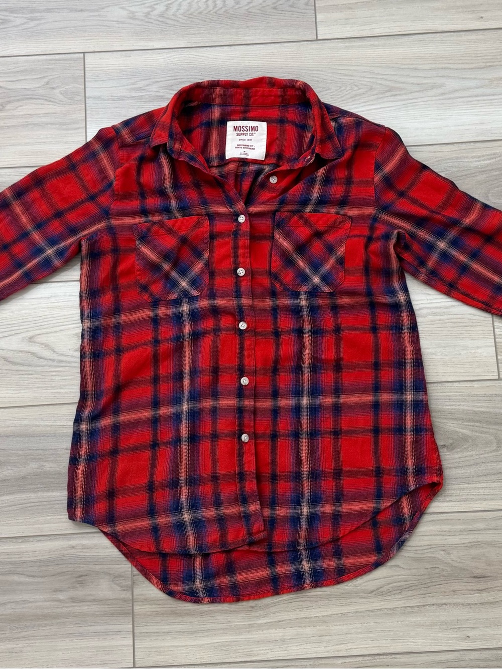 Mossimo Red Plaid Flannel Boyfriend Fit M